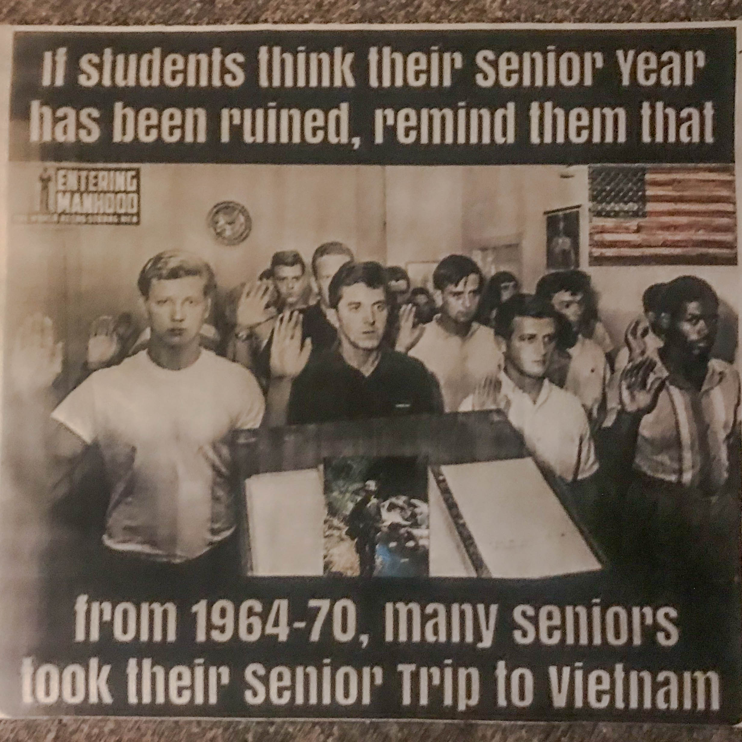 Poster about going to Vietnam in senior year